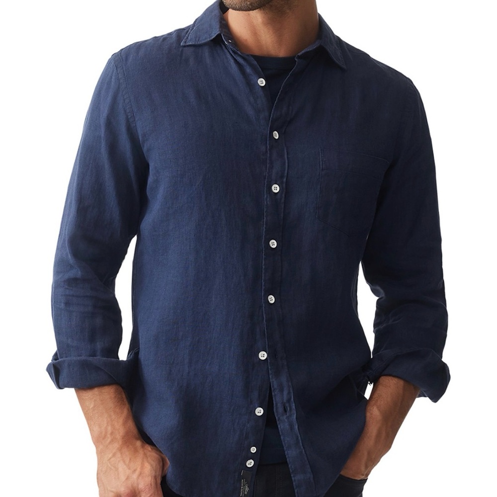 Rodd & Gunn Men's Navy Button-Down Linen Shirt
